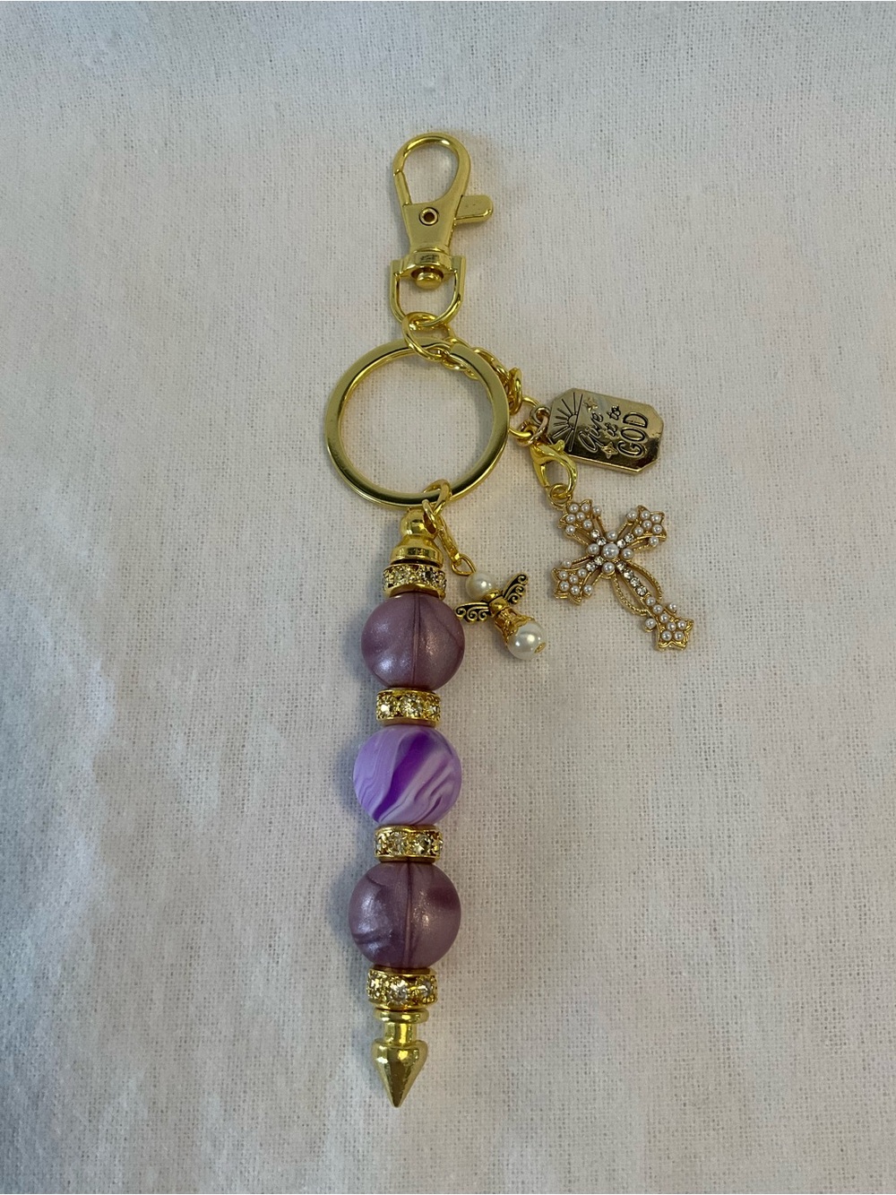 “GIVE IT TO GOD” HANDMADE CHRISTIAN PURSE LOBSTER CLAW KEYCHAIN